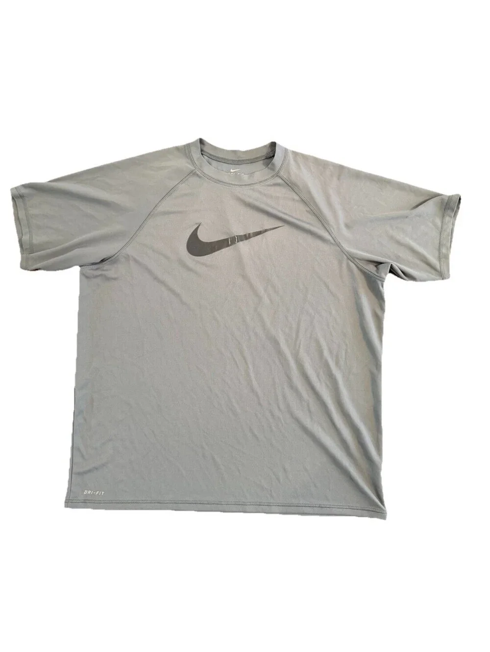 Nike Dri-FIT Shirt Mens XXL Gray Big Swoosh Athletic Gym Training Tee